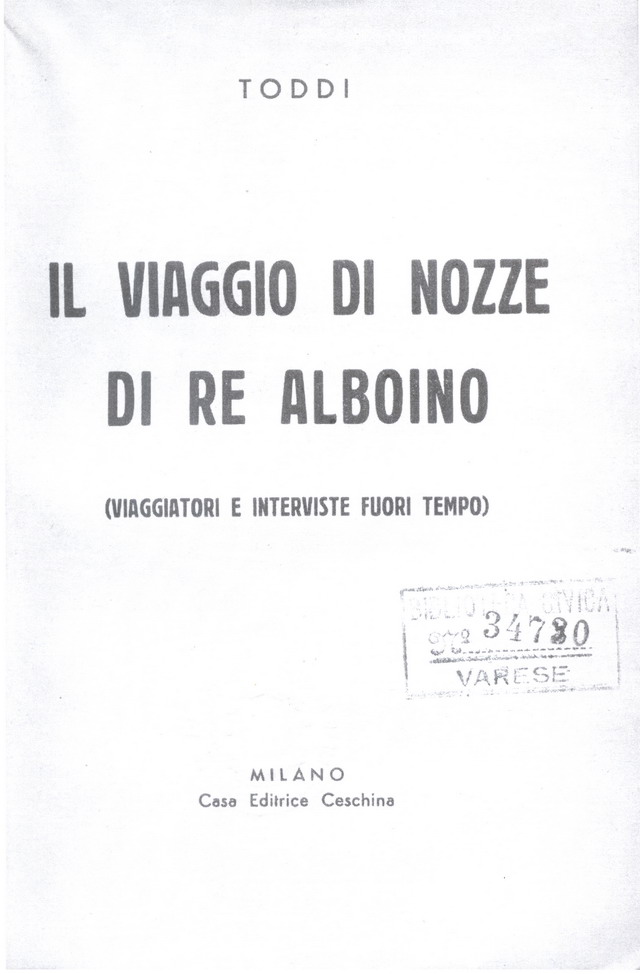 1940 Copertina de Il viaggio di nozze di Re Alboino, Ed. Ceschina Milano